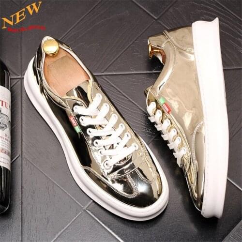 Patent Leather Men Sneakers Hip Hop High Tops Casual Shoes loafers Zapatillas Hombre