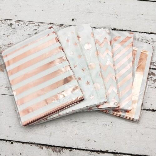 Hot Selling Party Disposable Paper Bag Gilded Rose Gold Dot Corrugated Wood Pulp Paper Environmental Protection Material