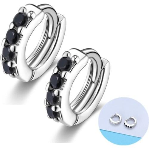 Fashion Round Shape 925 Sterling Silver Cubic Zirconia Hoop Earrings For Women Girls Men Boys 5mm Hoops Party Gift Cool