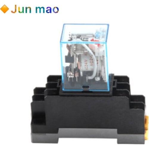 MY2P HH52P MY2NJ Relay Coil General DPDT Micro Mini Electromagnetic Relay Switch with Socket Base LED AC 110V 220V DC 12V 24V