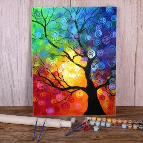 Landscape Tree Painting By Numbers Complete Kit Oil Paints 40*50 Oil Painting Handmade Crafts For Adults For Handicraft