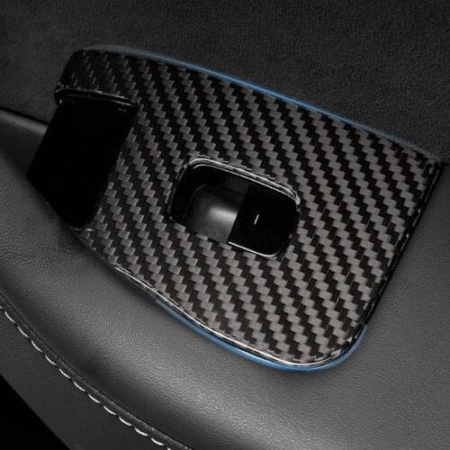 Carbon fiber car window control panel window lift panel sticker cover for Tesla Model3 Interior decoration Accessories