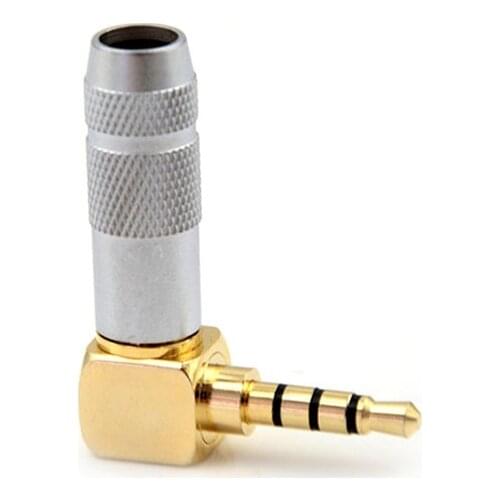 New 4 Pole Male Plug 3.5mm Angled Audio Connector Silver Stereo 3.5mm 4 Pole 90 Degree Repair Headphone Jack Plug Cable Solder