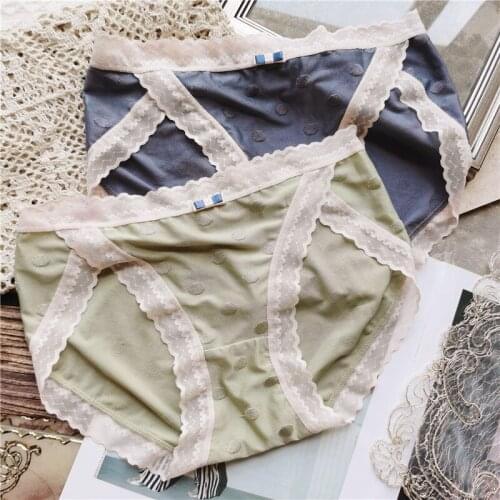 New Sexy Women Underwear Cute Dots Soft Breathable Lace Briefs High Quality Low-Waist Panties Cotton Crotch Comfortable Female