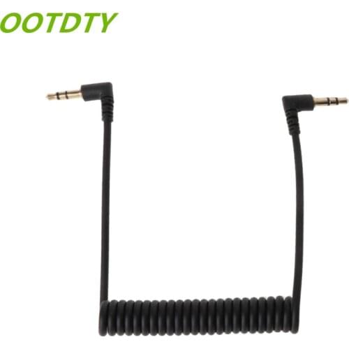 OOTDTY 90 Degree Right Angled Retractable Spring Coiled 3.5mm Jack Male To Male Stereo Audio AUX Cable For Car AUX