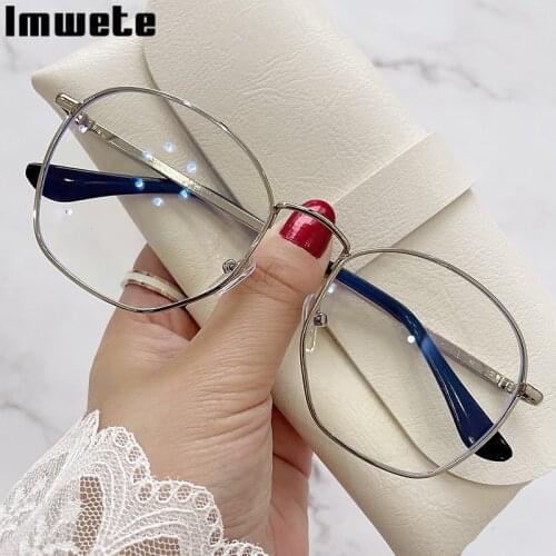 Imwete Anti-Radiation Anti Blue Light Metal Glasses Frame Protection Prescription Eyeglass Personality Men Women Eyewear Frames