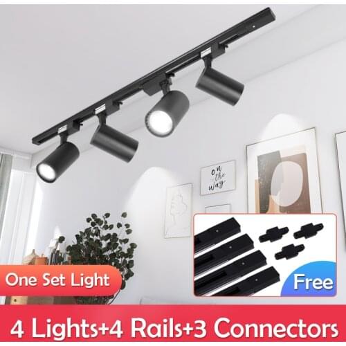 Whole Set Led Track Light 220V Aluminum Track Lights Rail 20W 30W 40W Spotlights Led Track Lamps for Store Home Track Lighting
