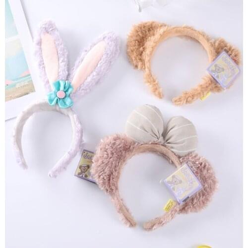 Disney Plush Girls Toy Accessories Stella Headband Duffy Bear Shirley Rose Rabbit Headband Cartoon Anime Surrounding Headdress