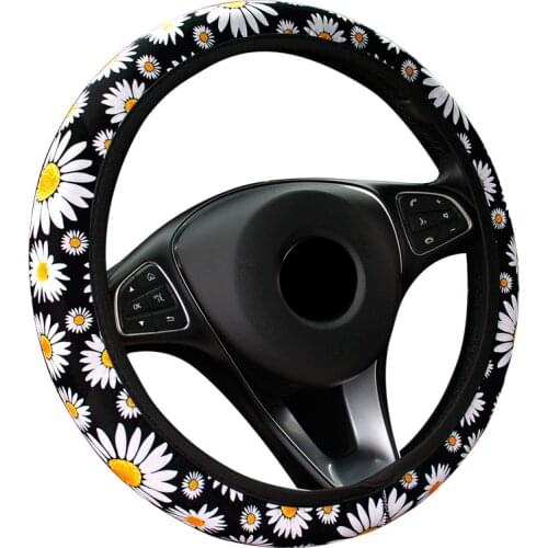 Cool and Breathable Daisy No Inner Ring Steering Wheel Cover For 37 38 CM 14.5"-15" M Size Braid on Steering-wheel Car Styling