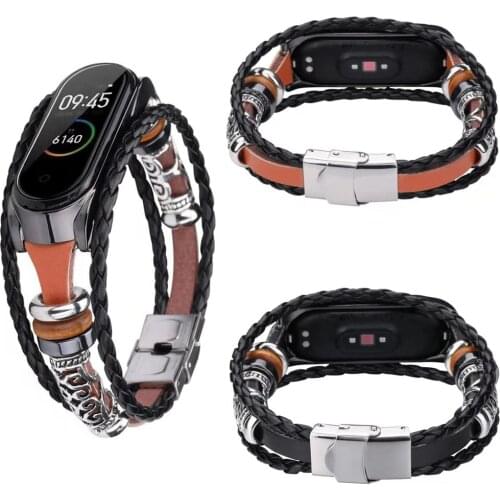 For Mi Band 4 Wrist Strap Retro Genuine Leather Watch Band For Xiaomi Mi Band 3 Bracelet Miband 4 Wristband Pulseira Accessory