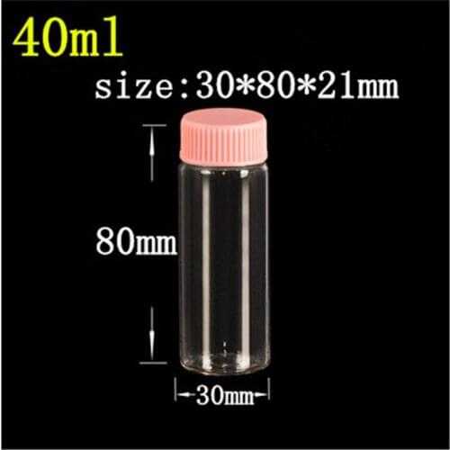 24 pcs 21 mm Screw Mouth 30x80 mm Glass Bottles With Pink Plastic Cap DIY 40 ml Empty Containers Jars
