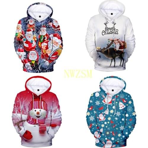 2020 Stylish Unisex Men Women Santa Claus S-4XL Christmas Novelty Ugly CHRISTMAS Snowman 3D hooded hoodies