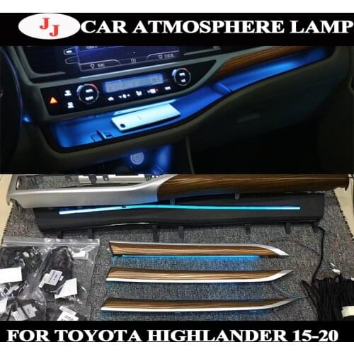 Car Led Dashboard Atmosphere Light For Toyota Highlander 2015 2014 2017 2019 2020 Peach Wood Grain Decorative Lamp