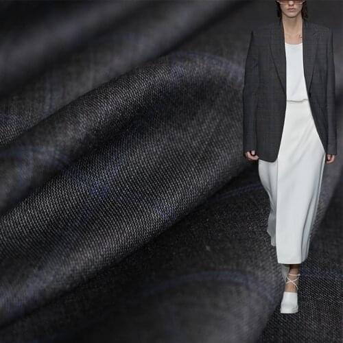 White Waxberry Grey Plaid Worsted Wool Fabrics Garment Materials Spring Women Suits Pants DIY Sewing Cloth Tailor Freeshipping