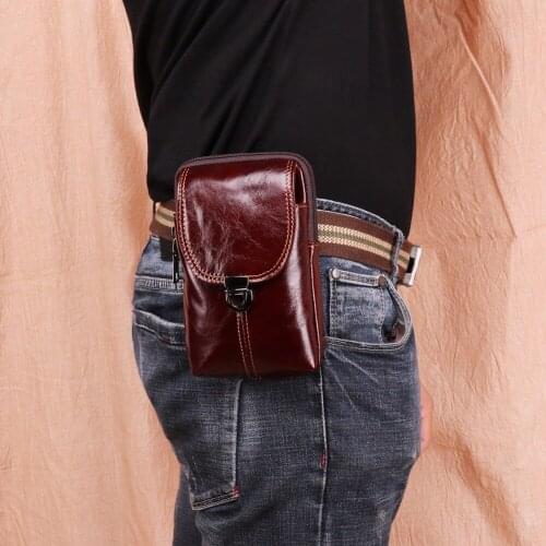 Mens Genuine Leather Fanny Pouch Phone Belt Bag Vintage Hip Bag Coin Purse Pocket Belt Bum Pouch Pack 2019