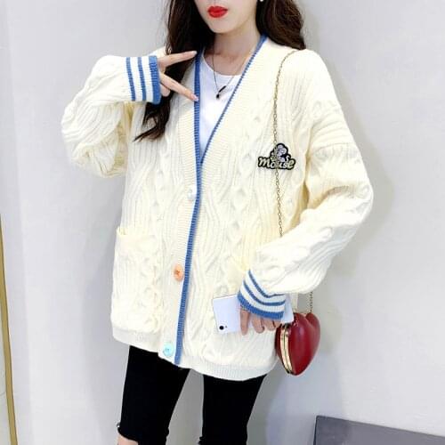 Knitted cardigan jacket women 2021 new autumn and winter wear Korean loose fashion retro Japanese sweater casual