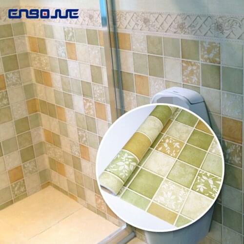 0.6x3M PVC Self Adhesive Wall Paper Bathroom Toilet Tiles Waterproof Wall Stickers Kitchen Oilproof Plaid Renovation Sticker