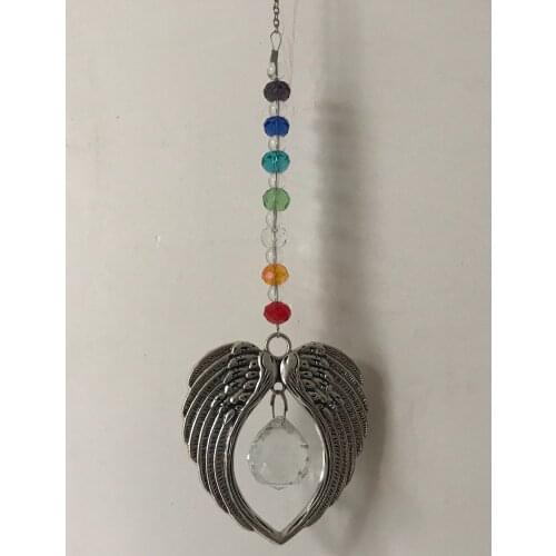 1PCS Crystal Angel Wings Pendant Hanging Rainbow Suncatcher Ball Prism Car Rear View Mirror Charms