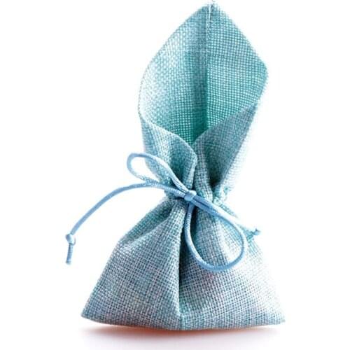 10pcs/lot 10x18cm Blue Jute Bag Small Burlap Gift Bag Incense Storage Linen Bag Favor Candy Jewelry Packaging Bags