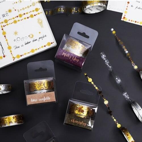 3pcs PET Gold Silver Color Adhesive Tape Set Movement Music Note Snowflake Adhesive Decoration Masking Tapes Stickers A6747