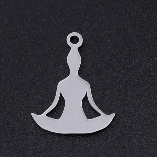 5pcs/lot 100% Stainless Steel Yoga Charms Wholesale DIY Necklace Bracelet Making Charms Top Quality Jewelry Making Charms