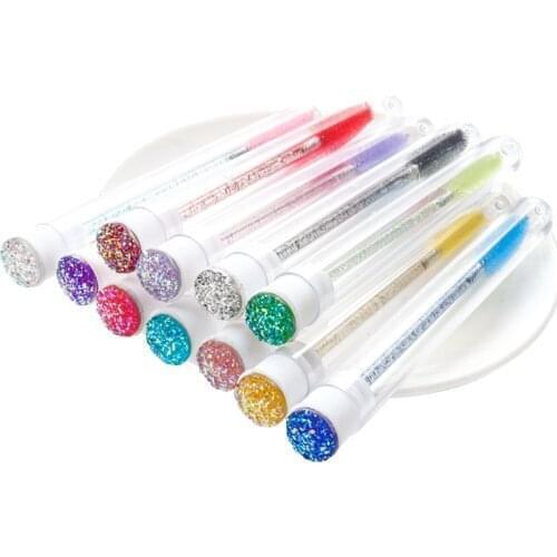 5 pcs Reusable eyebrow brush tube disposable eyelash brush replaceable dust-proof Sparkling broken diamond at bottom