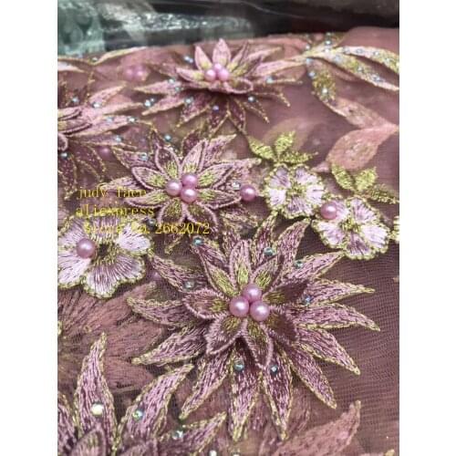 5yards/bag 7 color embroidery three-dimensional flower beads high-end French fabric used for wedding dress fashion JL71