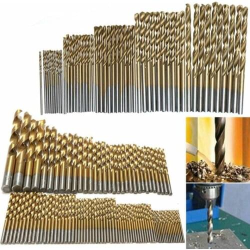50Pcs Titanium Coated Drill Bits HSS High Speed Steel Drill Bits Set Tool High Quality Power Tools 1/1.5/2/2.5/3mm