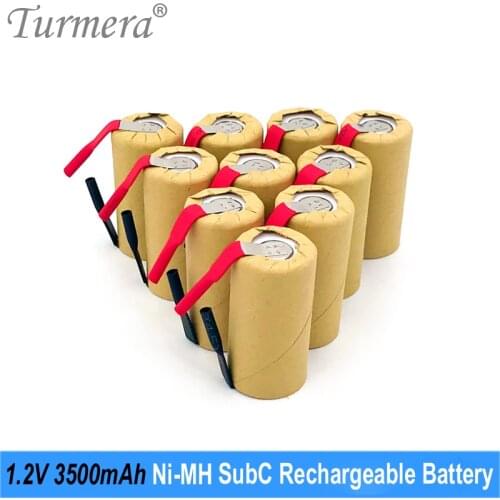 Turmera Sub C 3500mAh 30A 1.2V Ni-MH Rechargeable Battery Soldering Strip for 9.6V 10.8V 12V 14.4V 18V 24V Screwdriver Drill Use