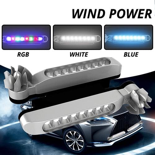 2X Car LED Auto Wiring Wind Power Grille Vehicle Lights With Fan Rotation Turn Signal Fog Warning DRL Lamp Daytime Running Lamp