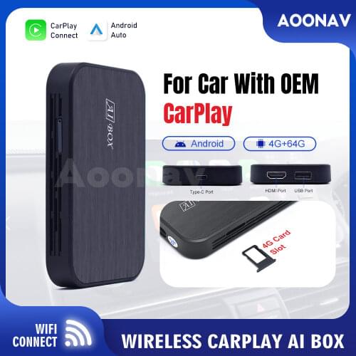 Carplay Ai Box Android 10.0 Box Car Multimedia Player New Version 4+64G Wireless For Apple Carplay Android Auto Google Tv Box
