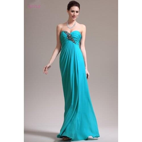 Turquoise Evening Dresses A-line Sweetheart Chiffon Beaded Backless Plus Size Long Evening Gown Prom Dresses Robe De Soiree