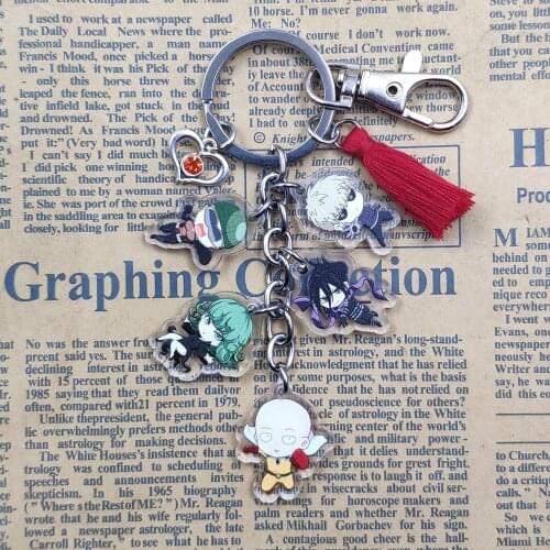 ONE PUNCH MAN Acrylic Unique Cartoon Figure Handmade Anime Keychain For Girl Women Key Ring Student Jewelry Gift