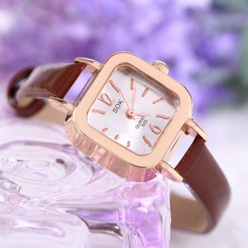 New Style Vintage Women Watches Casual Small Square Ladies Wrist Watch Slim Leather Band Analog Quartz Watch Female Clock