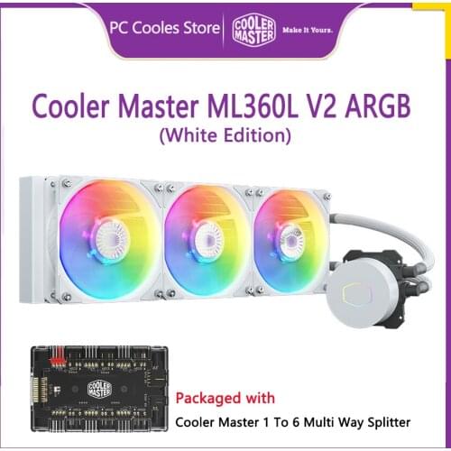 Cooler Master ML360L V2 ARGB White Edition CPU Water Cooler Liquid Cooling 120mm Addressable RGB fan For 115X 2011 2066 AM4