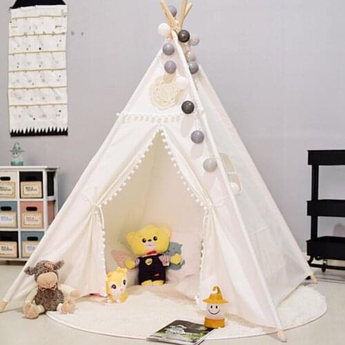 Childrens Tent For Kids Wigwam Dry Pool Portable Cotton Canvas Indian Play Game House Toys Toddler Teepee Baby Reading Corner