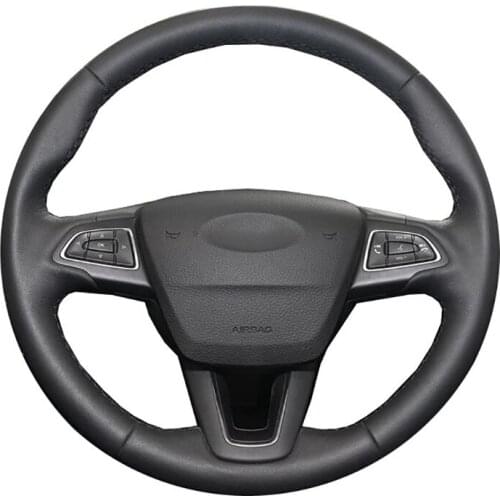 DIY Genuine Leather Car Steering Wheel Cover For Ford Focus 3 / Kuga/ Escape / C-MAX / Ecosport/ Protect Steering-wheel