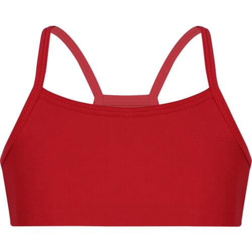 Kids Girls Stretchy Solid Color Bra Crop Top Dancewear Gymnastics Workout Ballet Tops Children Stage Performance Dance Costume