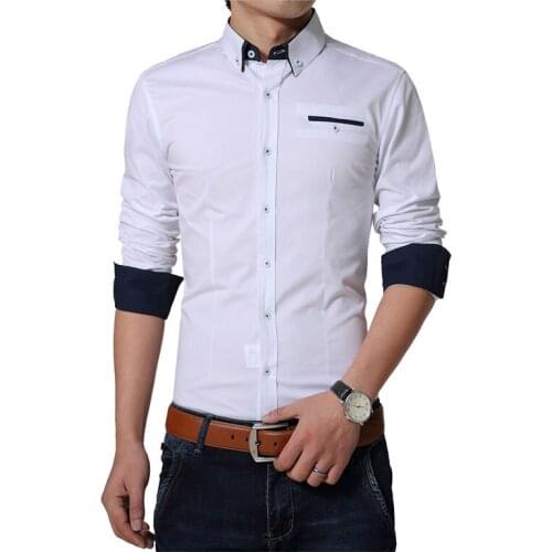 Hign Quailty Men Shirt New Spring Mens Dress Shirts Fashion Mens Shirt Slim Fit Mens Long Sleeve Social Shirt Plus Size 5XL
