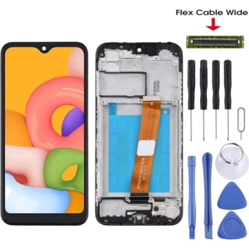 IPartsBuy for Samsung Galaxy A01 LCD Screen and Digitizer Full Assembly With Frame (Flex Cable Wide)