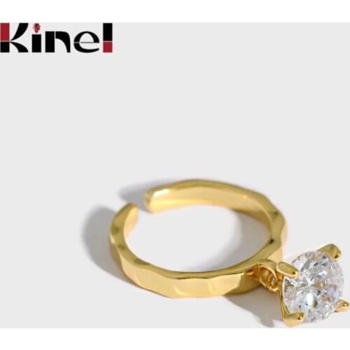 Kinel 925 Sterling Silver Simple Ring For Women Cute Finger Romantic Birthday Gift For Girlfriend Fashion Zircon Stone Jewelry