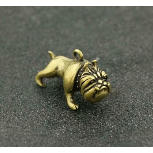 Chinese Brass Pekingese Pendant Small Lucky Statue Old China Zodiac statue