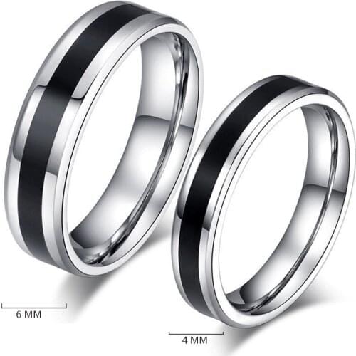 316L Stainless steel Ring Silvery Black Simple Design Couple Wedding Band Ring for Women Men Popular Ring Fashion Jewelry Party