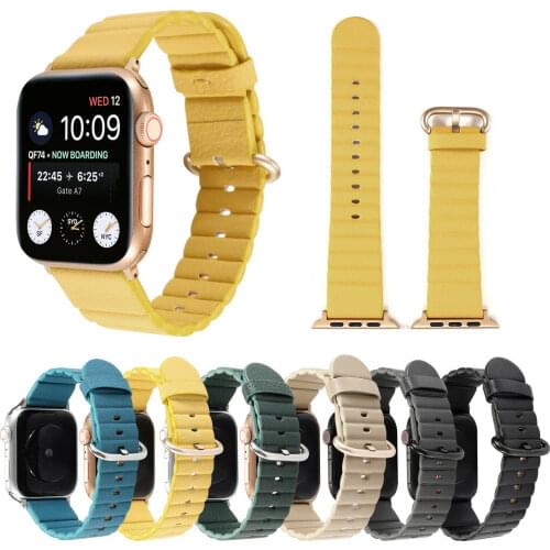 Striped Leather Loop Strap For Apple Watch Band Series 5 4 3 2 1 Replace Wrist Strap For iWatch 38mm 40mm 42mm 44mm Sport Band