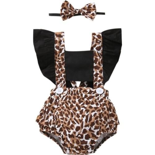 Ma&Baby 0-24M Newborn Infant Baby Girls Leopard Romper Ruffles Jumpsuit Overalls Summer Baby Girl Clothing DD40