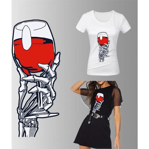 Fashion Skull Patches for Clothes DIY Clothing accessories Heat Transfer Printed Sticker Decoration Appliqued A-level Washable