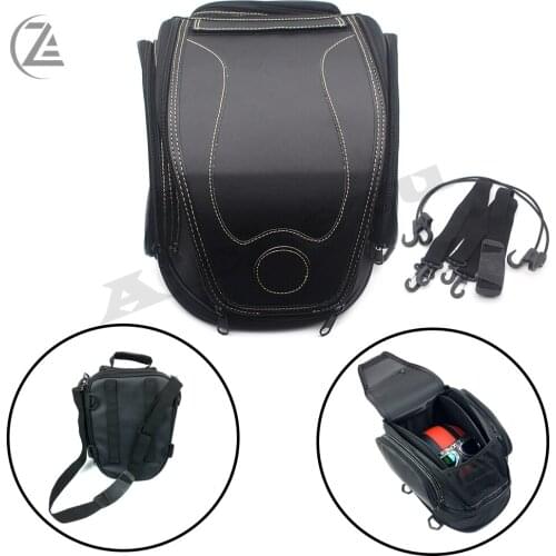 ACZ Motorcycle Waterproof PU Leather Motorcycle Bag Motorbike Bag Retro Rear Bag Moto Seat Tail Pack helmet bag shoulder bag