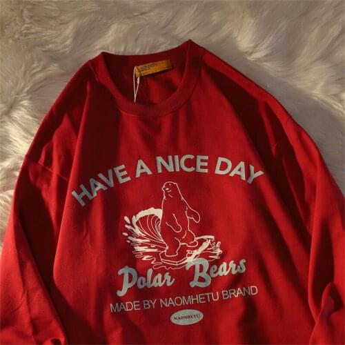 2021 New Harajuku Funny bear letter Printed Sweatshirt Women Brand Fashion Streetwear Long Sleeve Tops Teens Clothes Punk Gothic