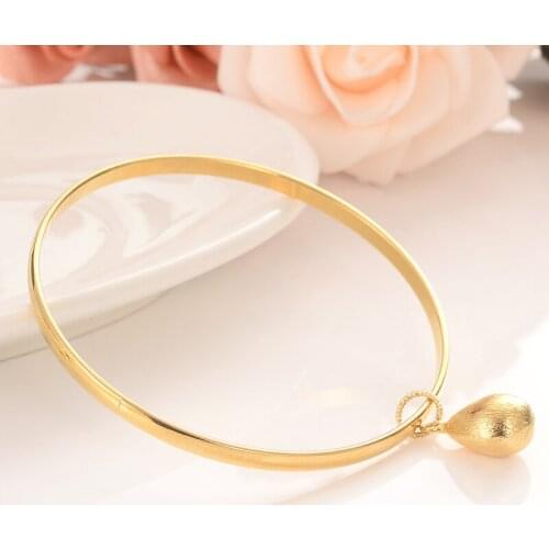Wholesale/ Gold Color Ethiopian bangle bracelet Dubai jewelry Gold Dubai beads pendant bangles wedding bridal women gifts