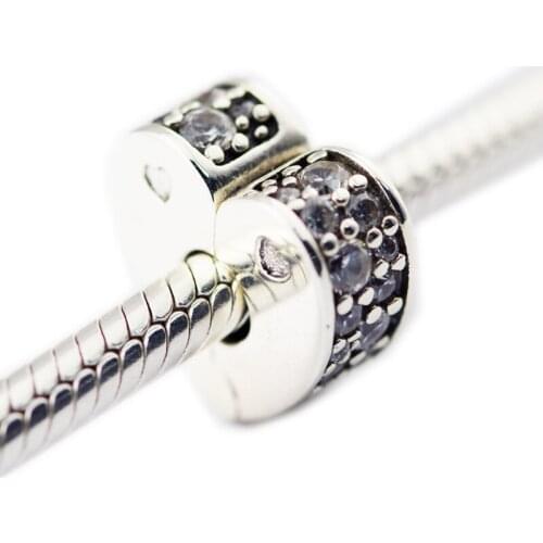 Fits Pandora Bracelet Genuine 925 Sterling Silver Sparkling Arcs Of Love Clip Charm Beads for Jewelry Making Women Gift kralen